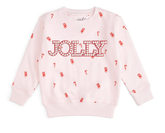 Jolly Pearl Patch Candy Cane Christmas Sweatshirt