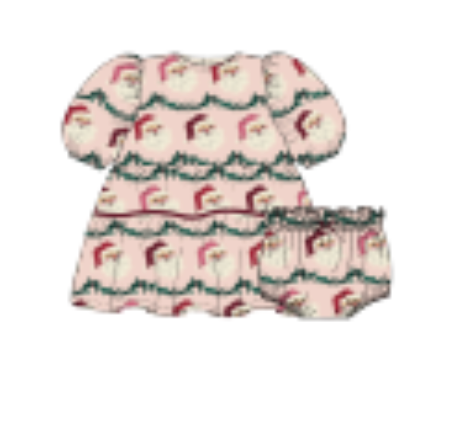 Baby Girl Maribelle Dress Set - Santa Garland