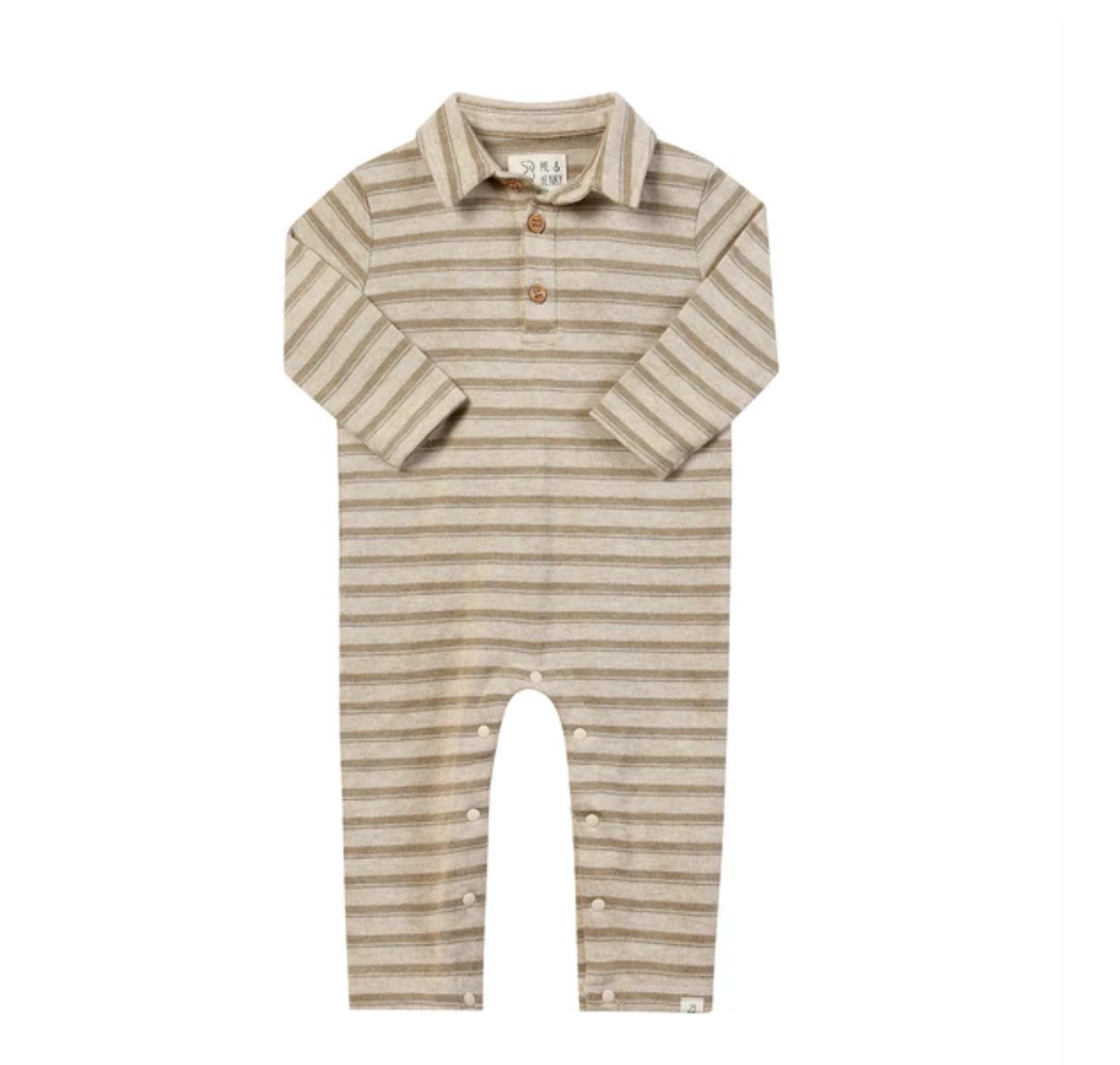 Kingston Polo Romper - Beige/Stripe