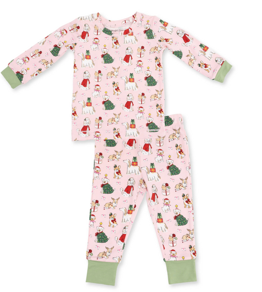 Christmas Dogs L/S Lounge Set - Pink