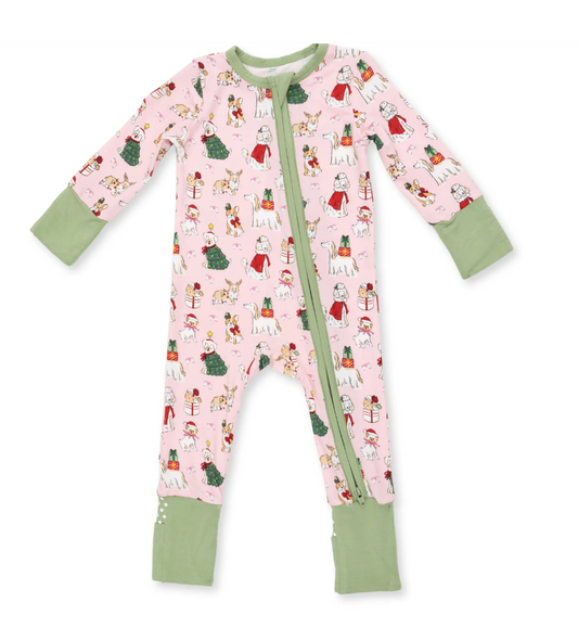 Christmas Dogs Convertible Romper - Pink