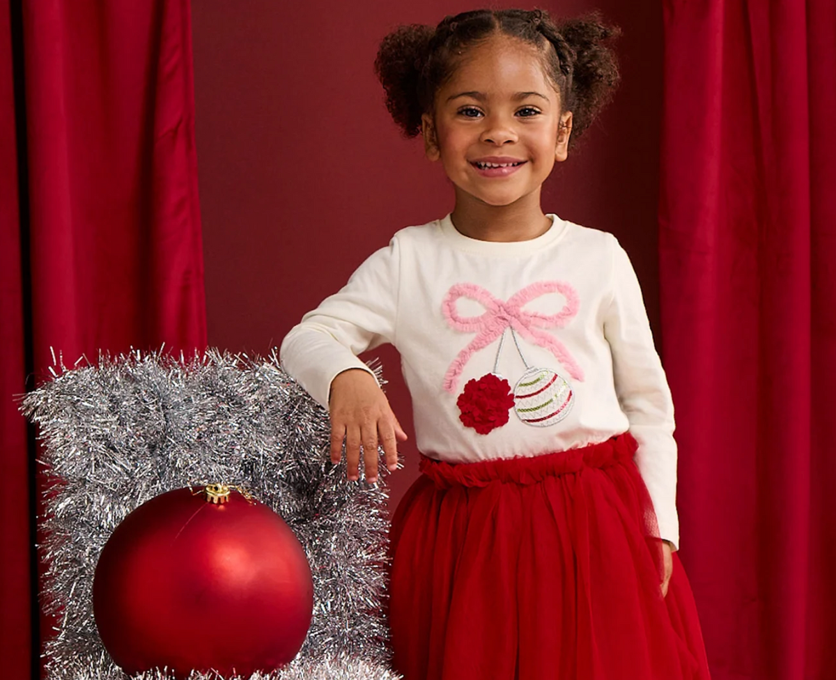 Ornament Bow Gathered Back Tee
