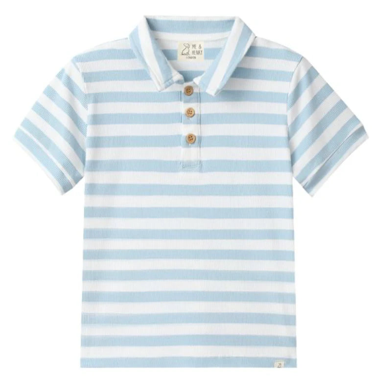 Shipping Polo - Pale Chambray White Stripe