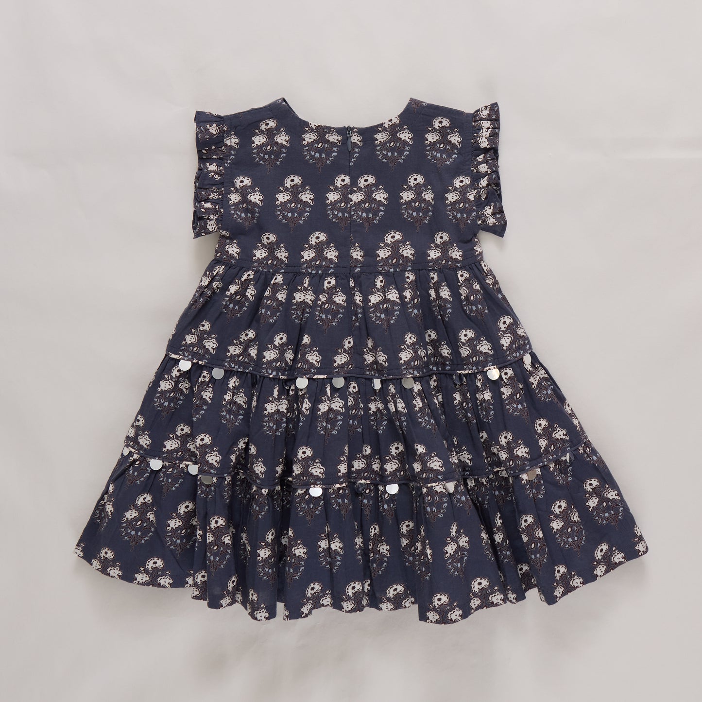 Girls Peachy Dress - Navy Strawflower