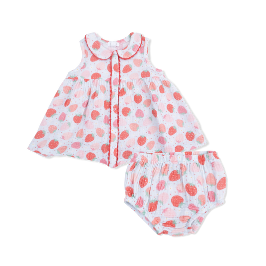 Strawberry Bliss Jill Sleeveless Dress w/ Bloomer