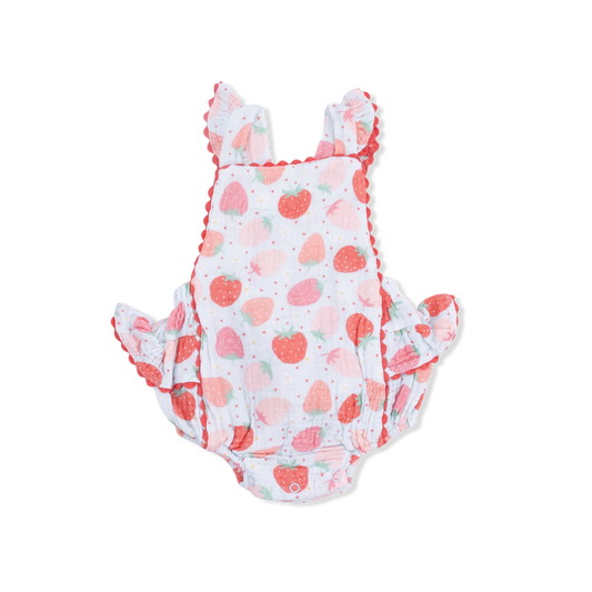 Strawberry Bliss Ric Rac Ruffle Sunsuit