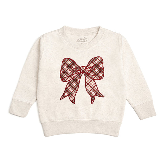 Christmas Plaid Bow Patch Sweatshirt