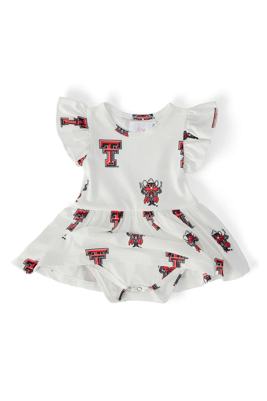 Texas Tech White Raider Flutter Twirl Bodysuit