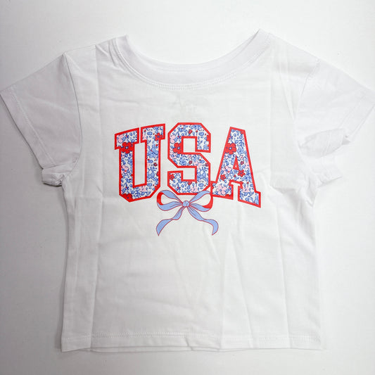 American Floral USA White Boxy Tee