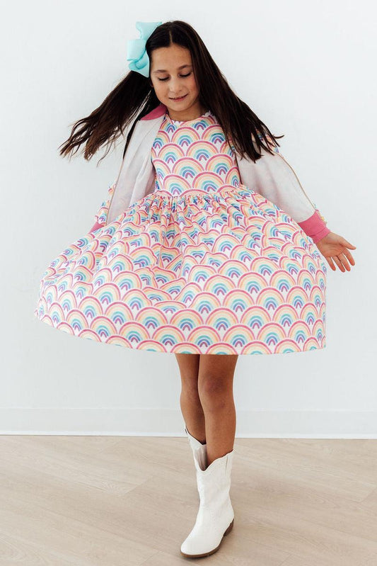 Watercolor Rainbows SS Pocket Twirl Dress