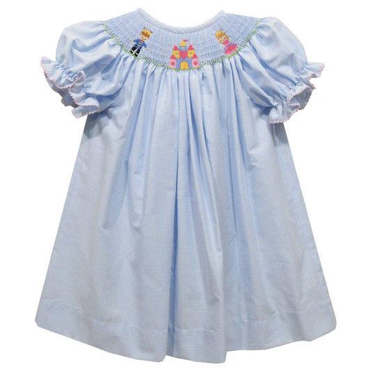 Princess & Castle Smocked Light Blue Short Sleeve Bishop