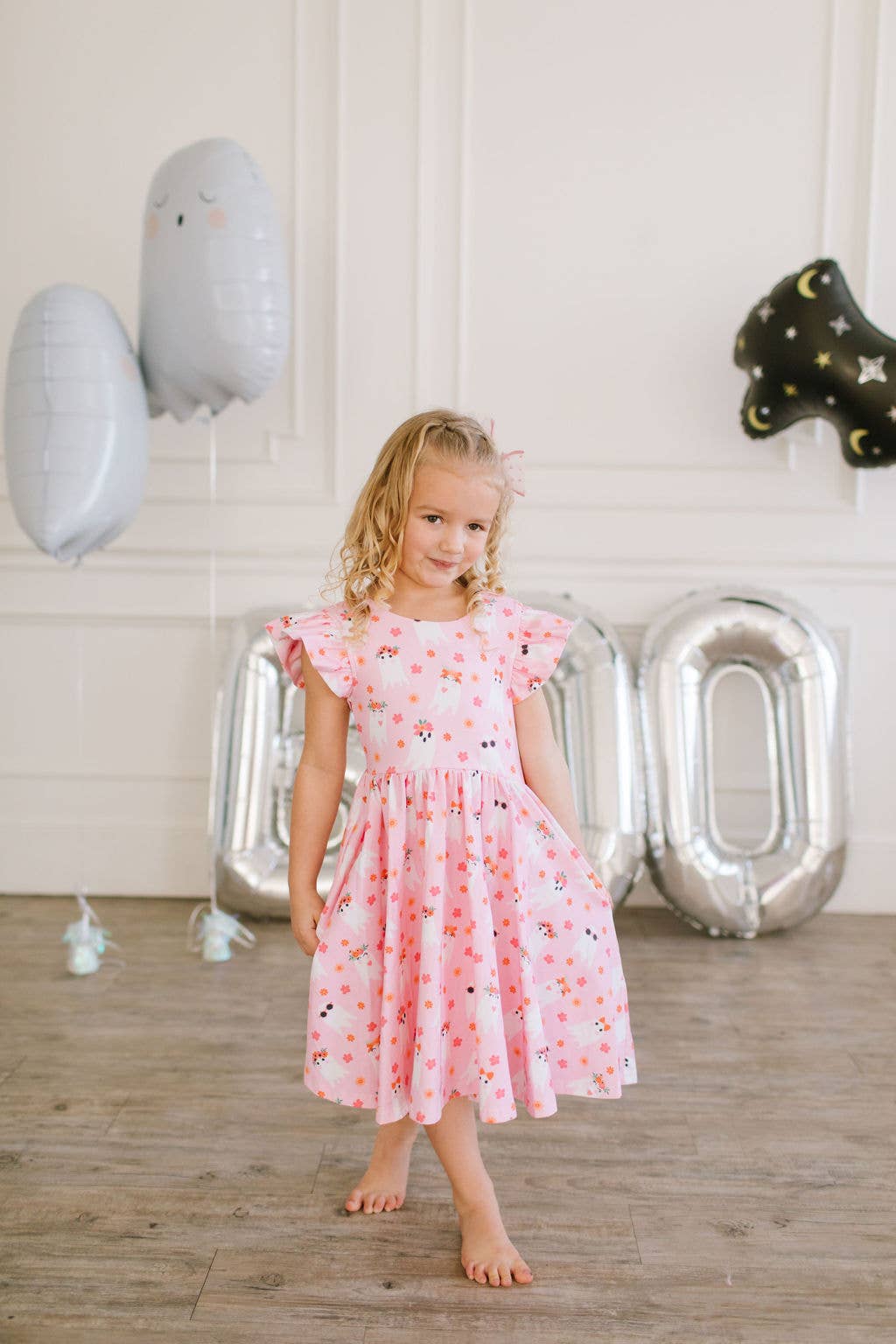 Olivia Dress in Floral Ghost | Girls Halloween Dress 
