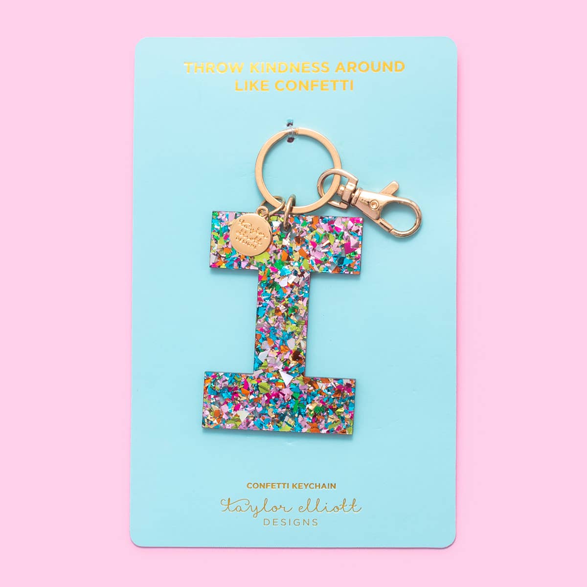 Keychain - Letters A - Z - Colorful Confetti - Each