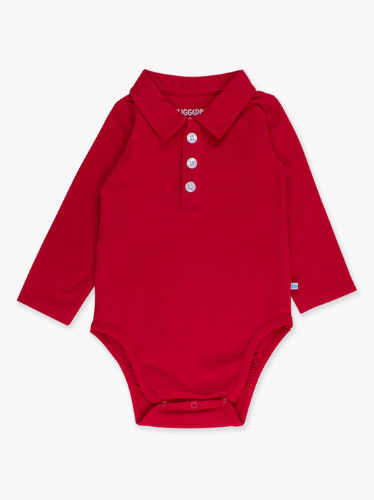 Baby Boys Red Knit Polo Bodysuit