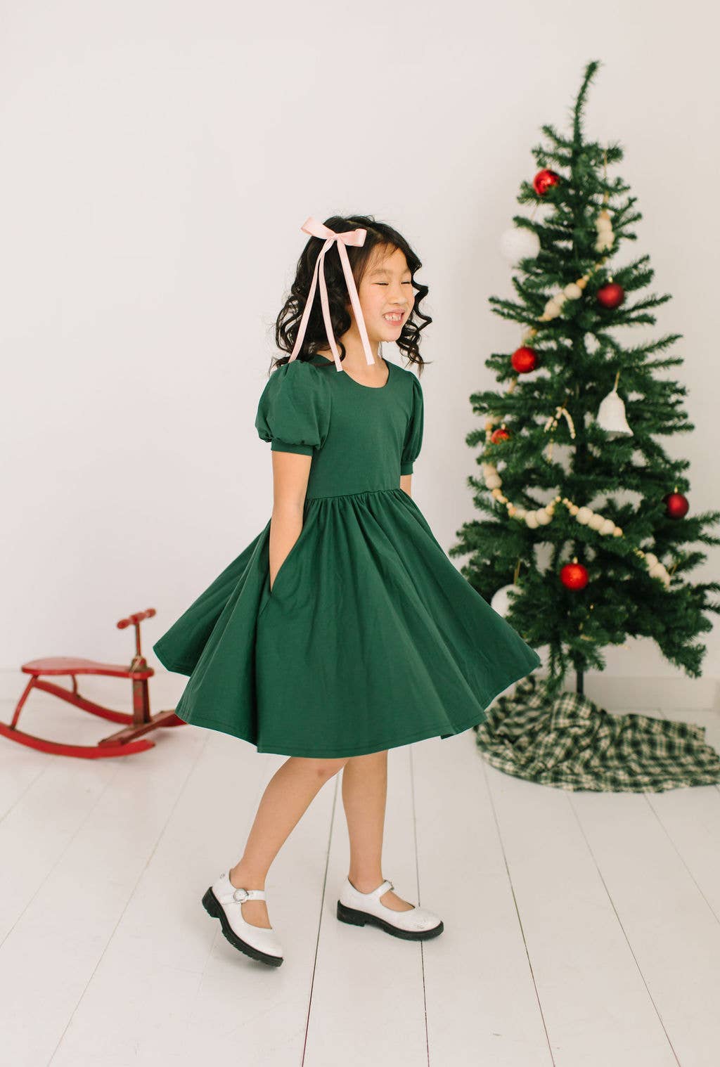 Puff Twirl in Evergreen | Girls Twirl Dress