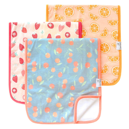 3 Pack Premium Burp Cloths - Clementine