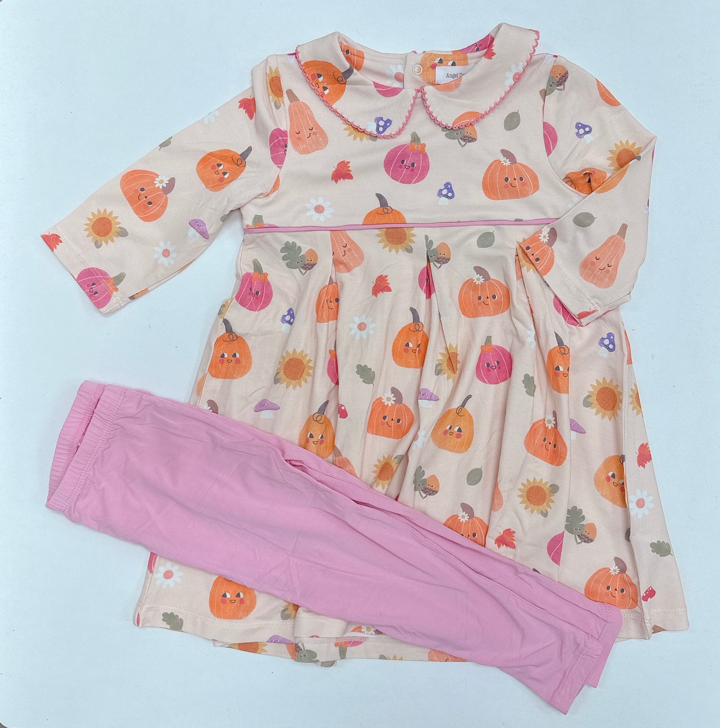 Box Pleat Dress with Bamboo Legging Autumn Pumpkins