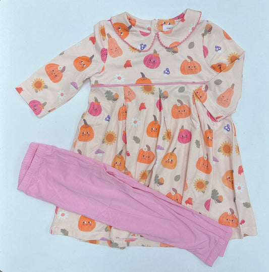 Box Pleat Dress with Bamboo Legging Autumn Pumpkins