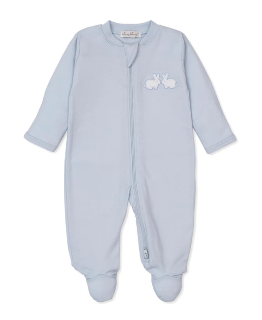 Boys footie with Zip -light blue