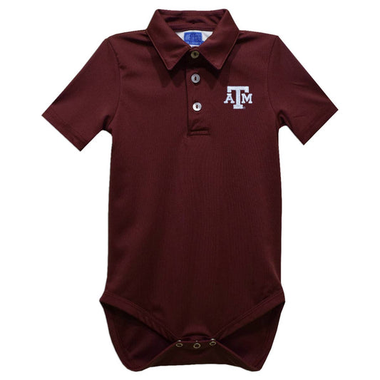 Texas AM Aggies Embroidered Maroon Solid Polo Onesie