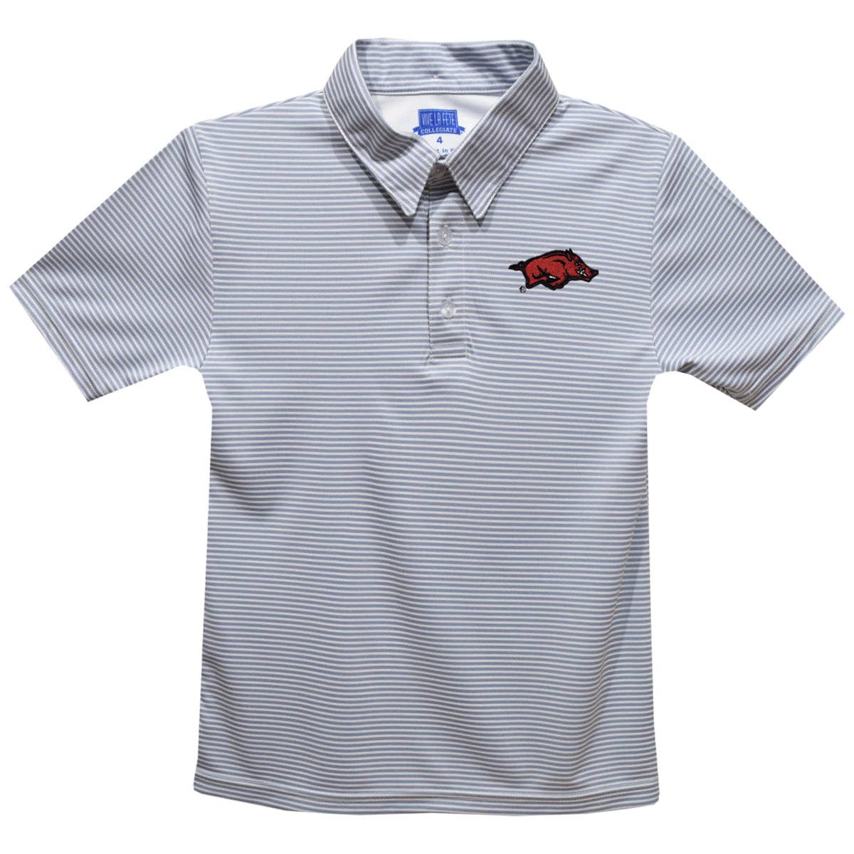 Arkansas Razorbacks Embroidered Stripes Short Sleeve Youth Polo Box Shirt