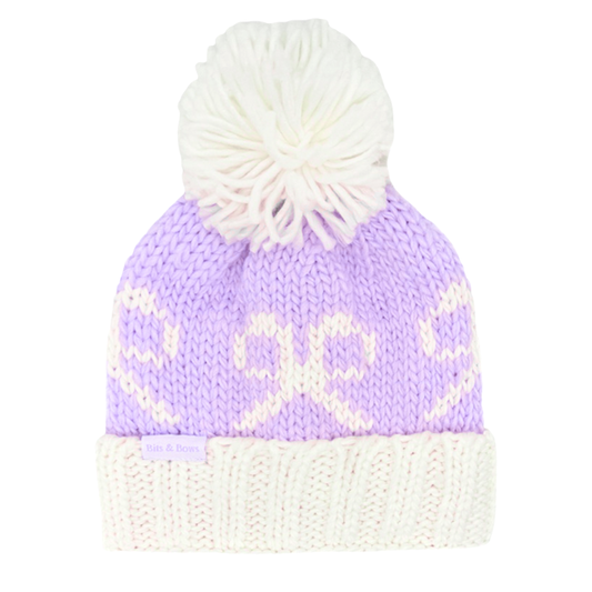 Lavender Bows Bobble Hat (Baby, Toddler, Kid)