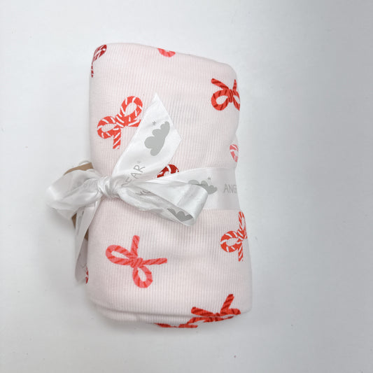 Candy Cane Bows Swaddle Blanket