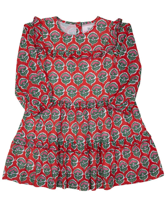 Christmas Floral with Gold Lurex Dress