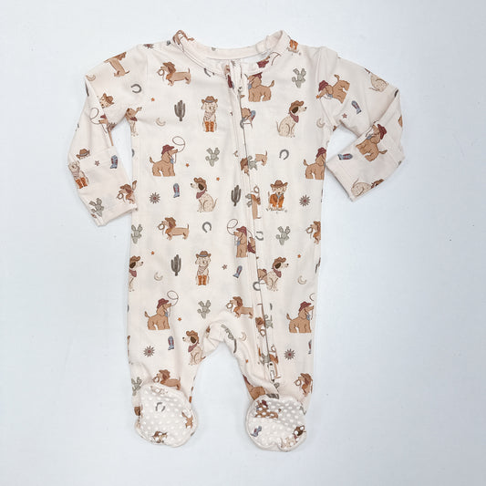 Cowboy Dogs Zipper Footie