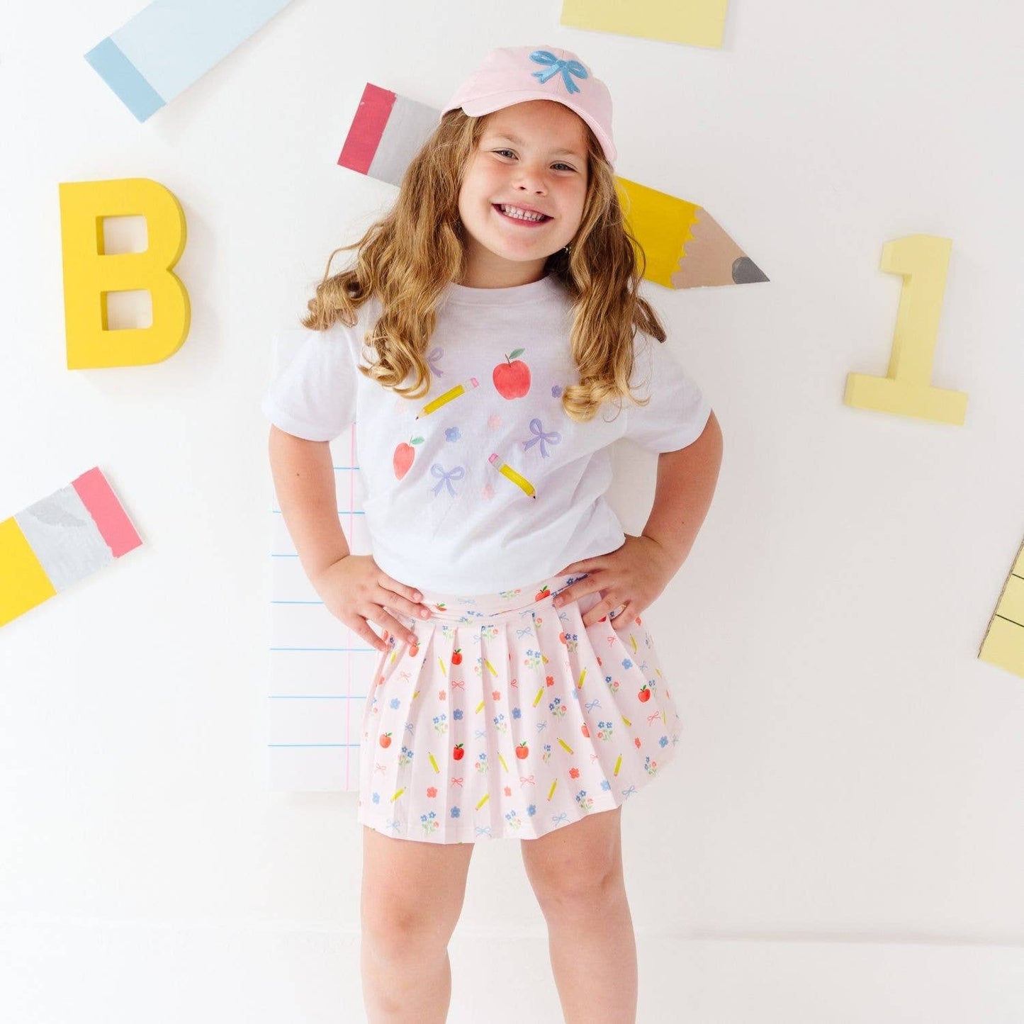 Ditsy Floral Back To School Short Sleeve Shirt- White