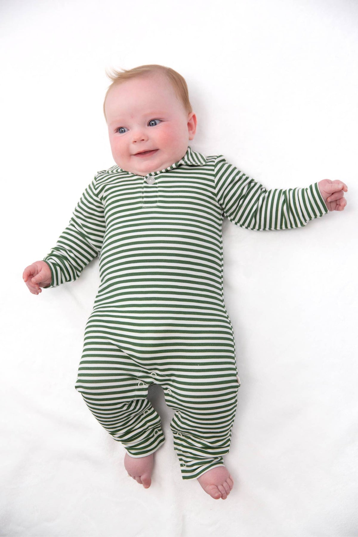 Stripes (Green) Sweatshirt Polo  Romper