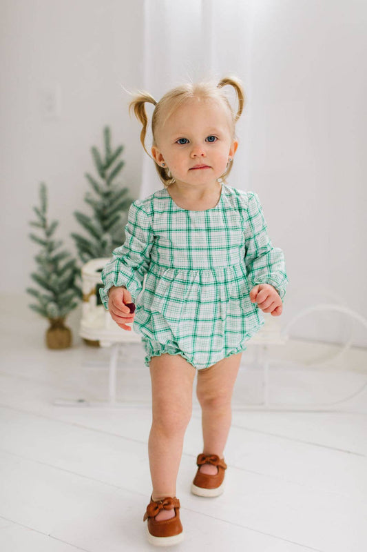 Thalia Poplin Romper in Winter Plaid | Baby Clothing