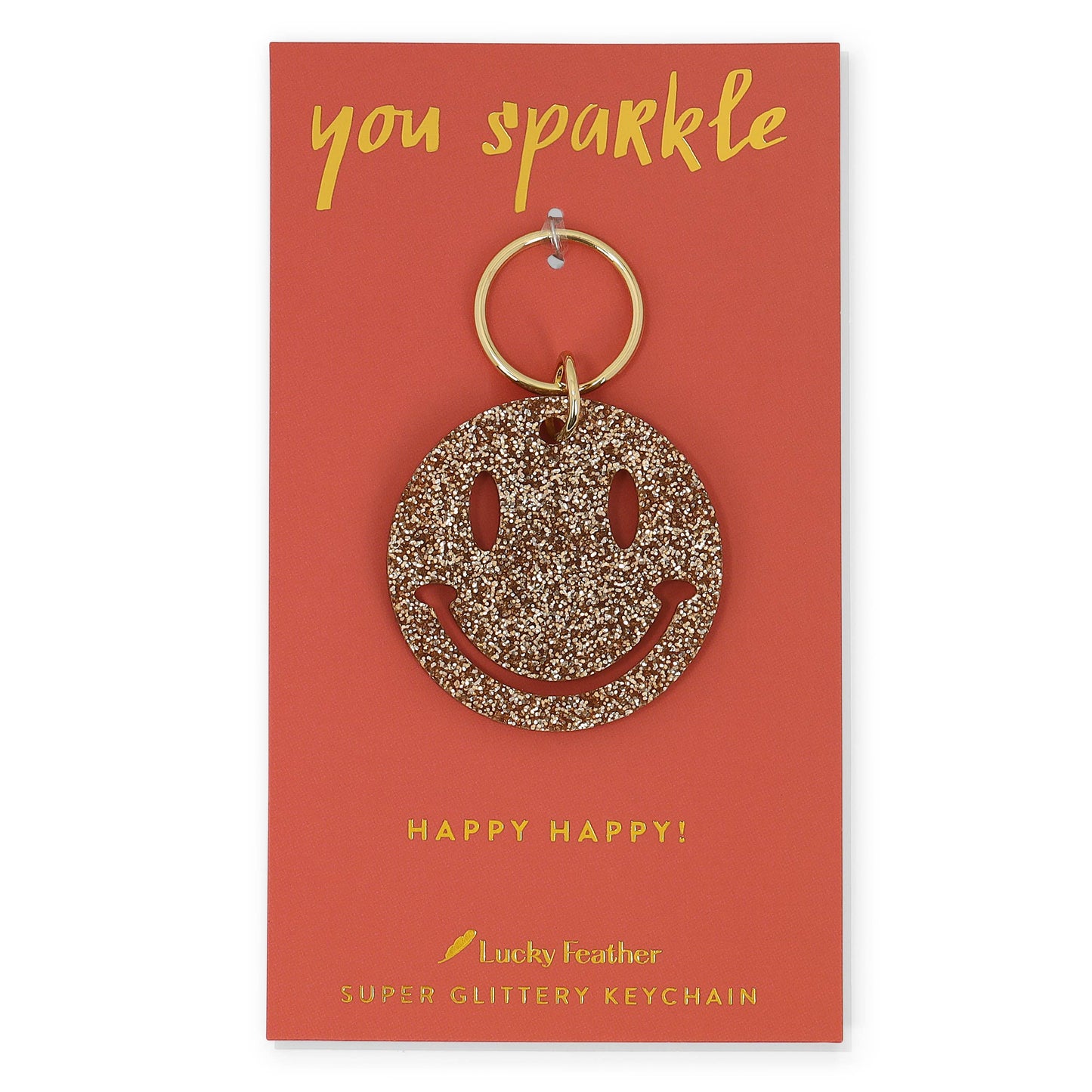 Gold Glitter Key - Shape - SMILEY FACE