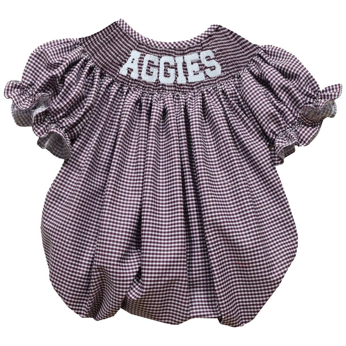 Texas A&M Aggies Smocked Maroon Short Sleeve Girls Bubble