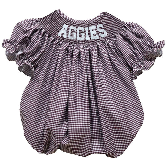 Texas A&M Aggies Smocked Maroon Short Sleeve Girls Bubble