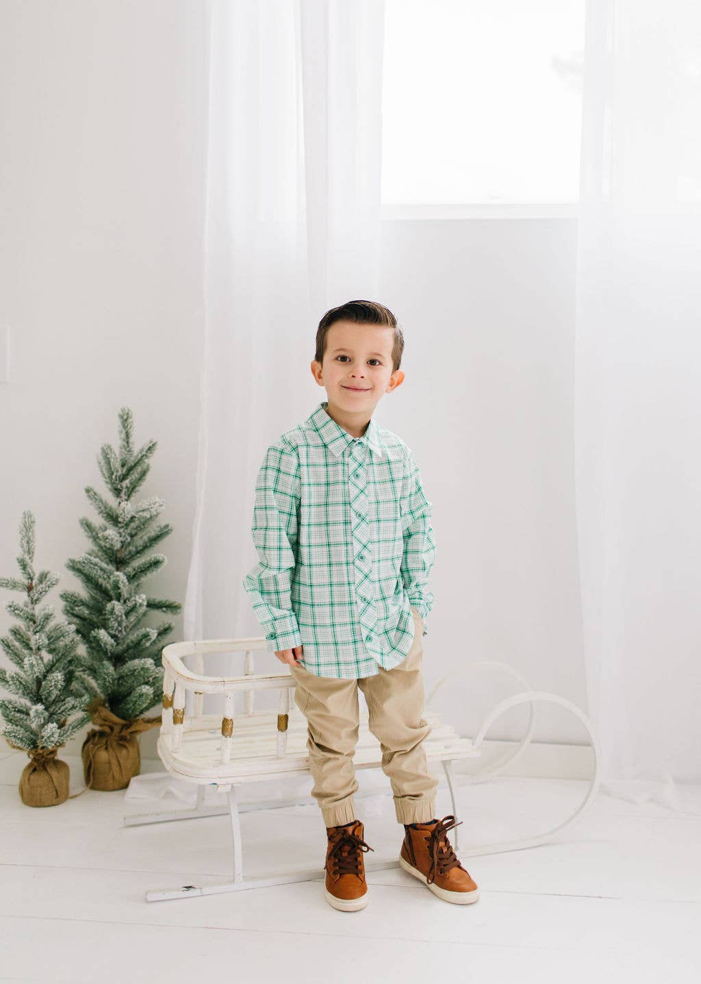 Boys Button Down in Winter Plaid | Boys Shirt