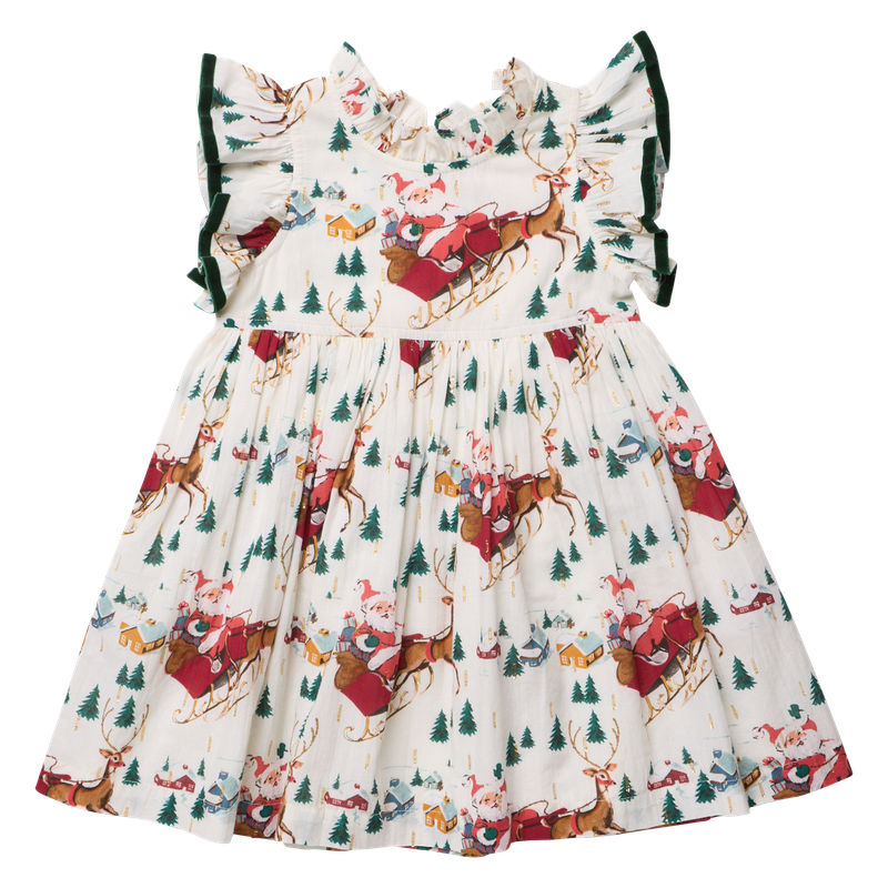Girls Jennifer Dress- Santa Sleigh