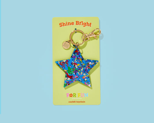 FOR FUN - Keychain - Star - Blue Confetti