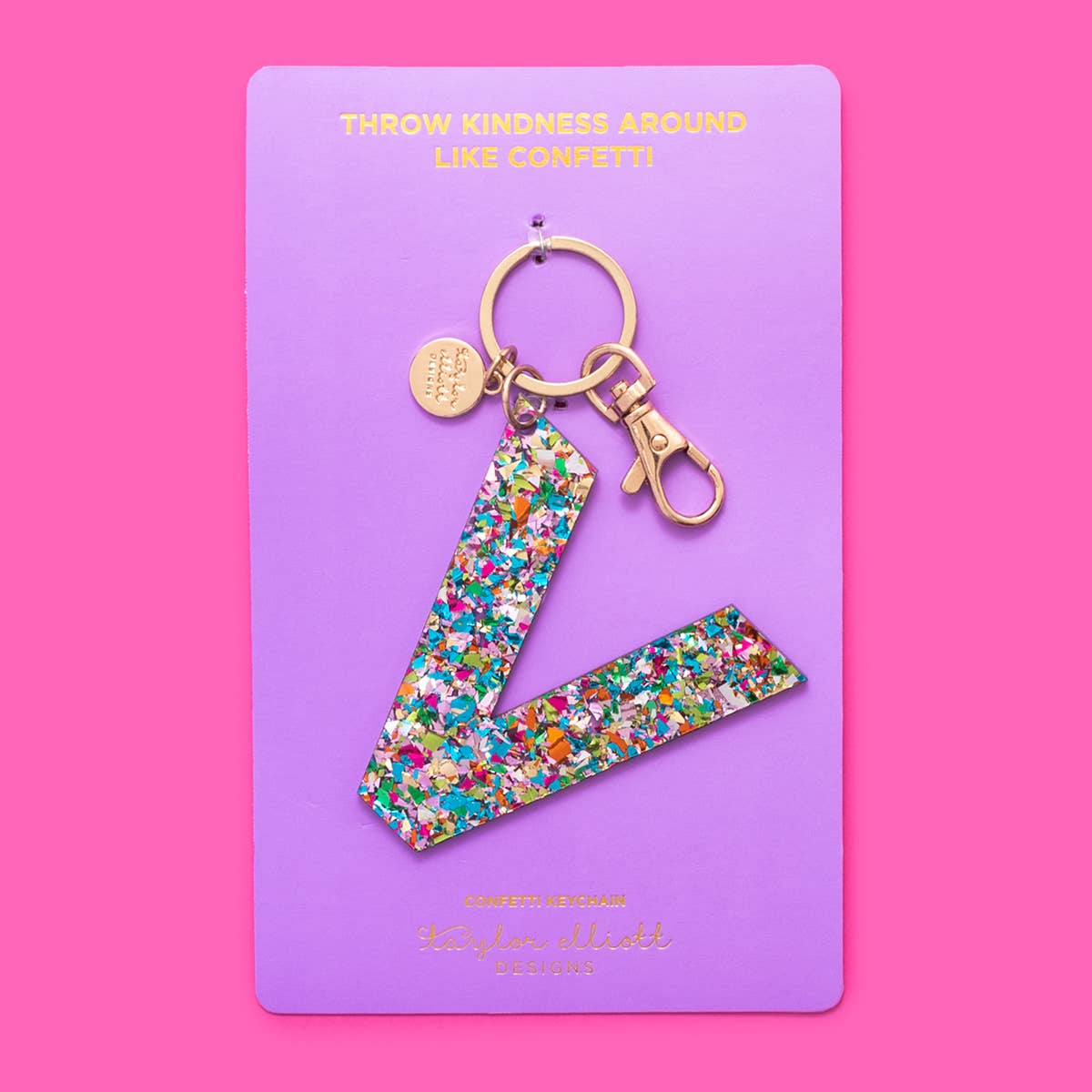 Keychain - Letters A - Z - Colorful Confetti - Each