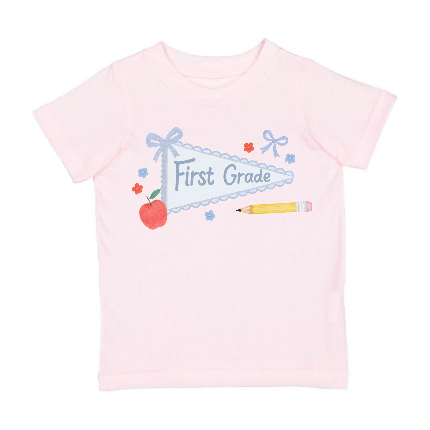 First Grade Bow Pennant Short Sleeve T-Shirt -Back To School