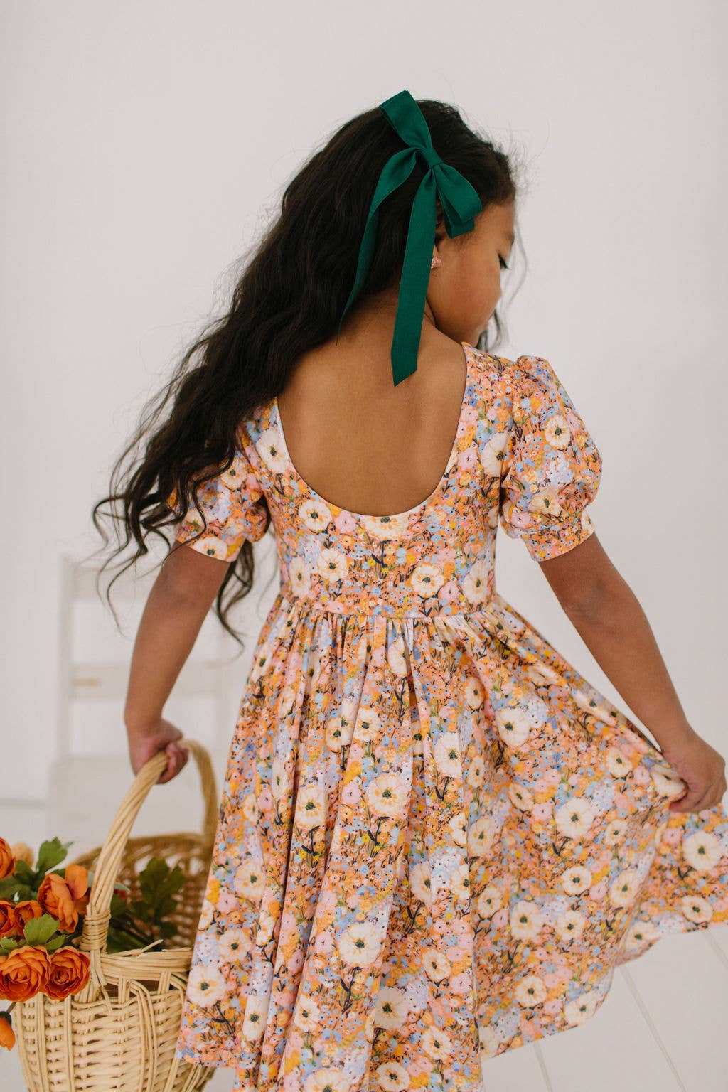 Puff Twirl Dress in Pumpkin Bouquet