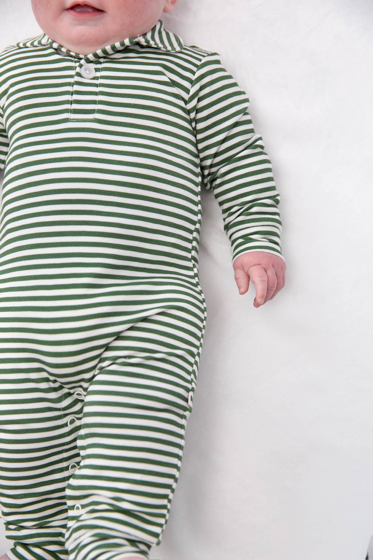Stripes (Green) Sweatshirt Polo  Romper