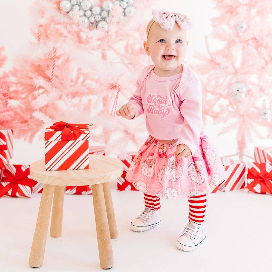 Retro Santa Christmas Tulle Bow Baby Headband - Hair Bows
