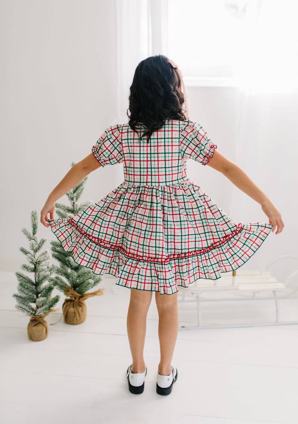Aura Poplin Dress in Holiday Plaid | Girls Dress