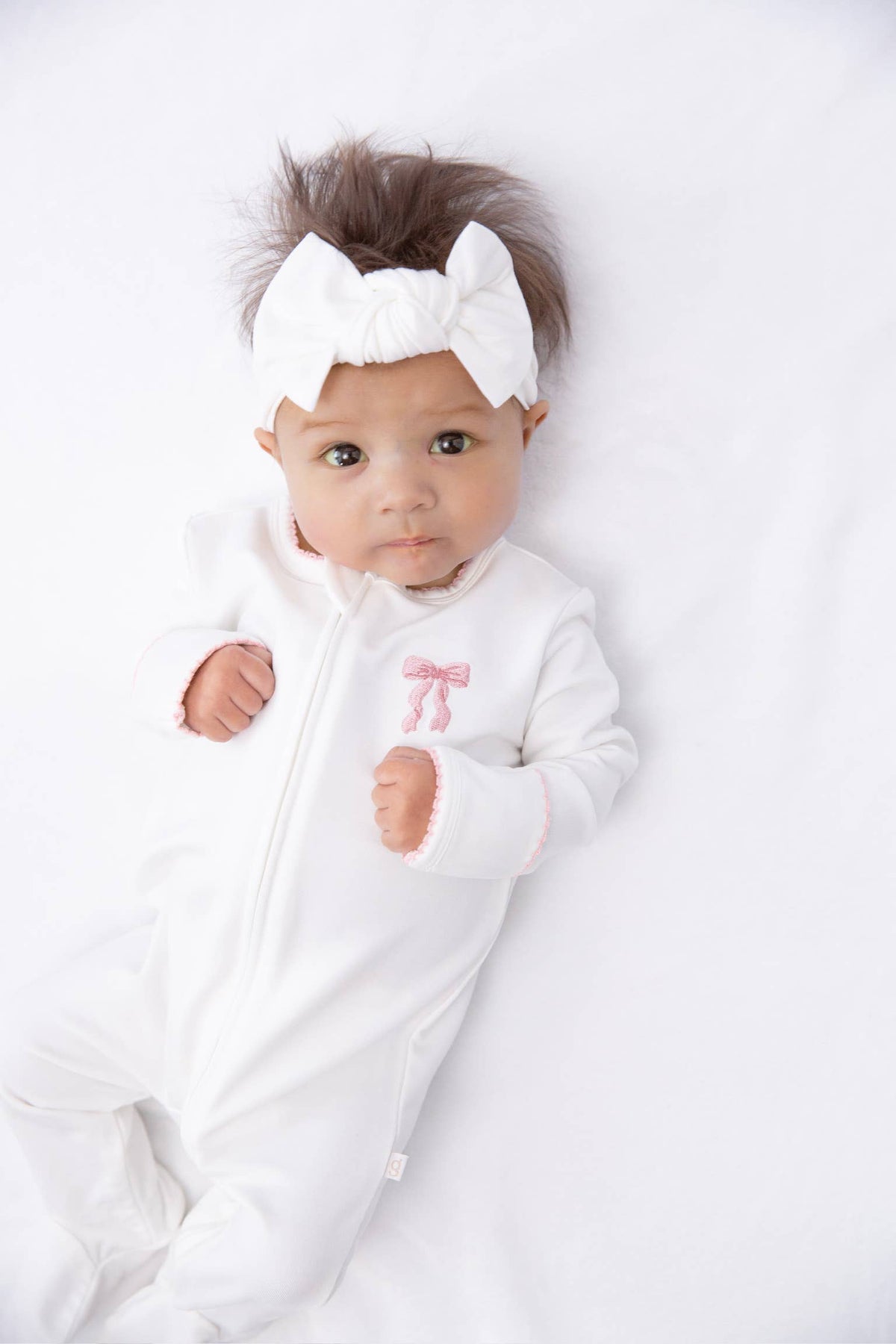 Bow - Pip Embroidered  Zip Romper