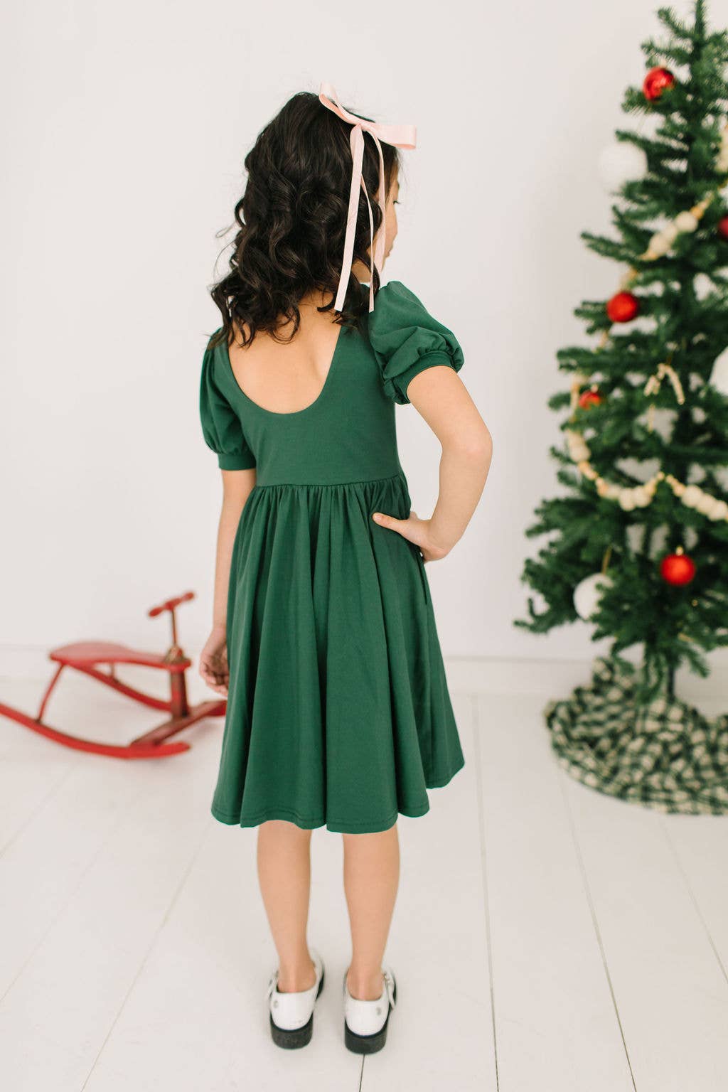 Puff Twirl in Evergreen | Girls Twirl Dress