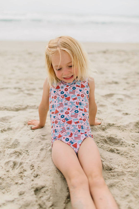 Lucy Swim in Pink Celebration | girls UPF 50 swim