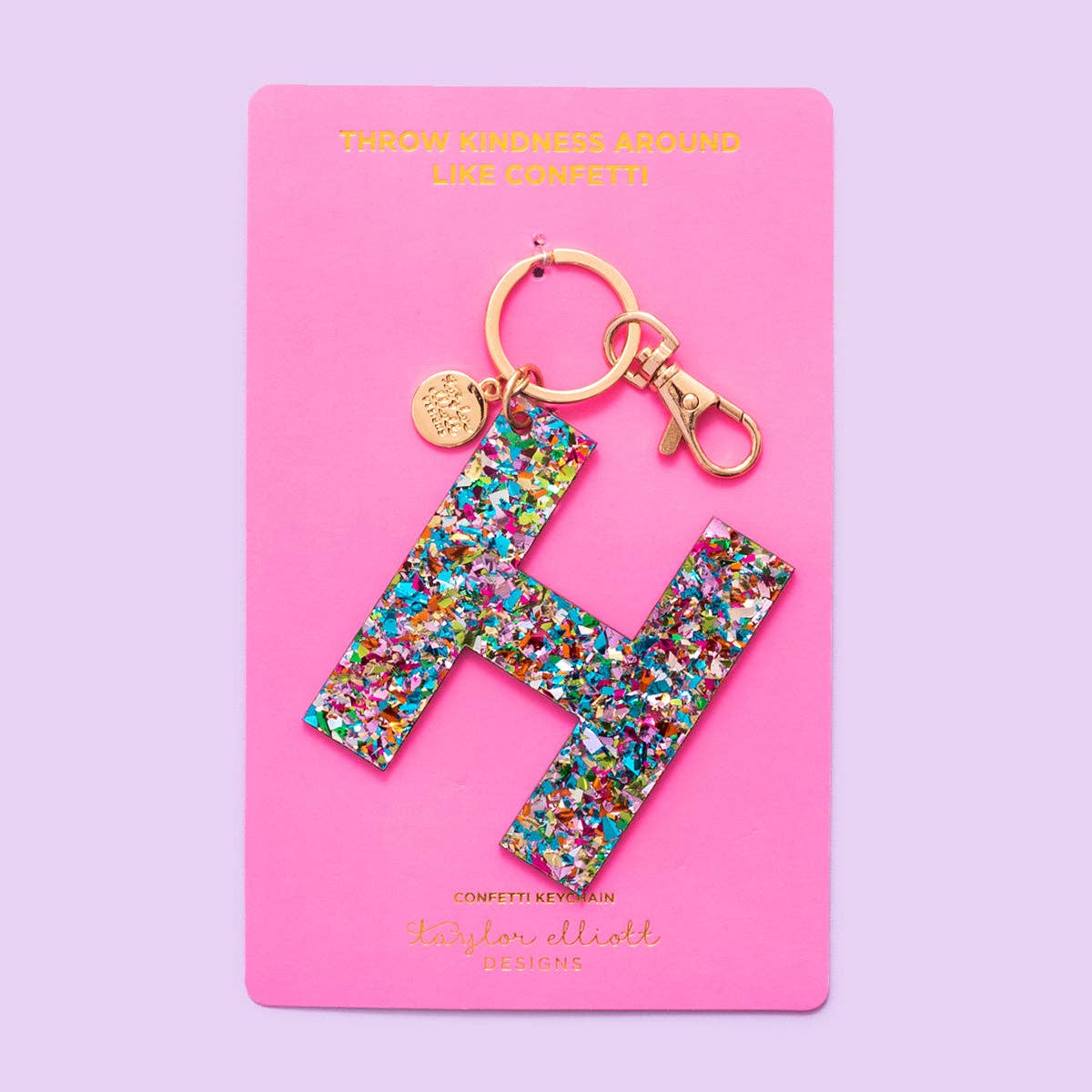 Keychain - Letters A - Z - Colorful Confetti - Each