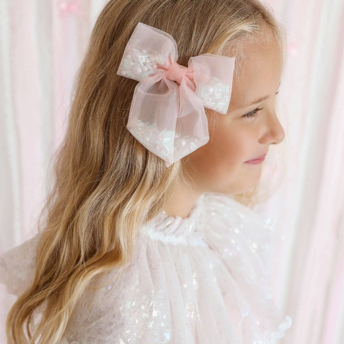 Pearl Confetti Bow Clip - Kids Hair Accessories