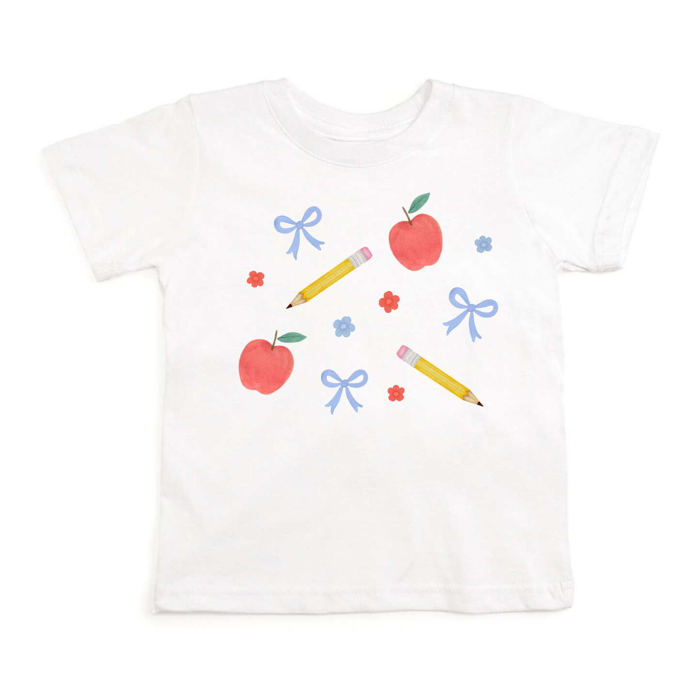 Ditsy Floral Back To School Short Sleeve Shirt- White